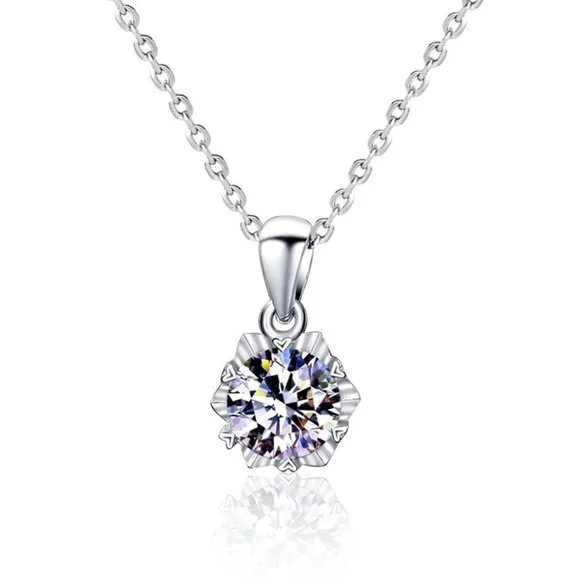 Certified 1ct. t.w. Moissanite Diamond Snowflake Necklace NEW B - Picture 5 of 11